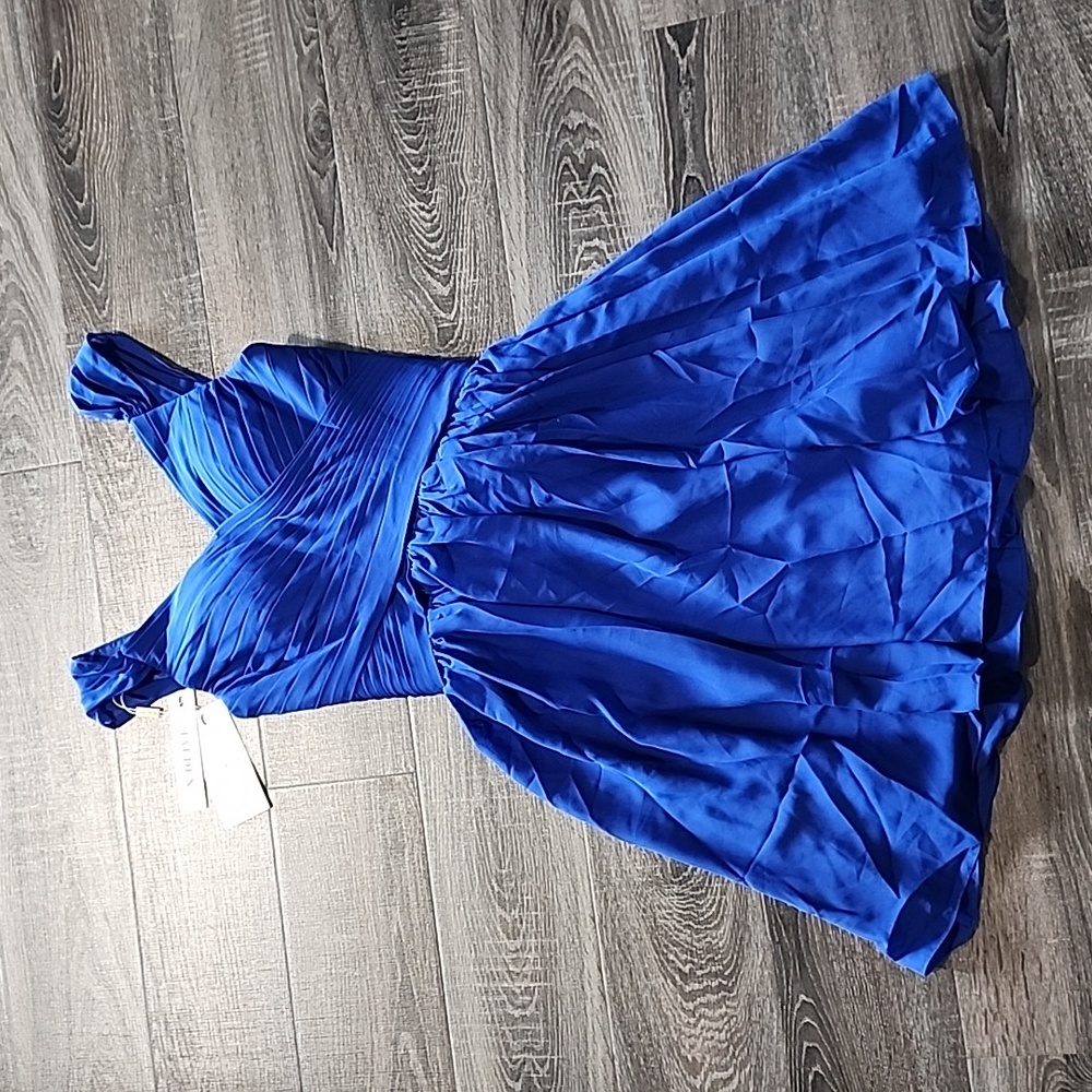 Jaeden Elegant Blue Sleeveless Dress Silk Look